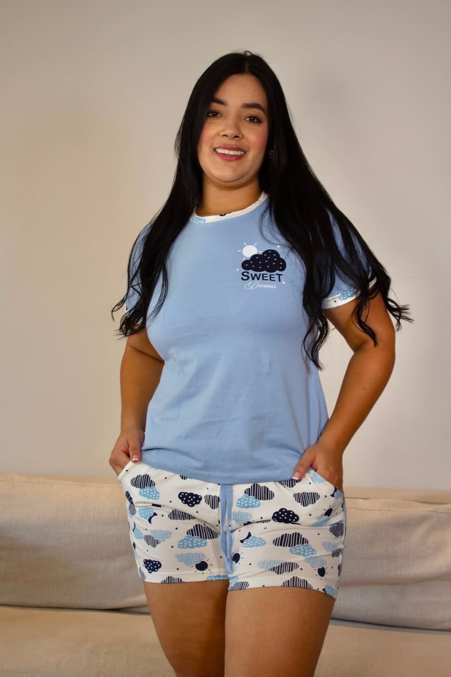 Pijama Short Manga Ribete Helados — Sueños de Luna