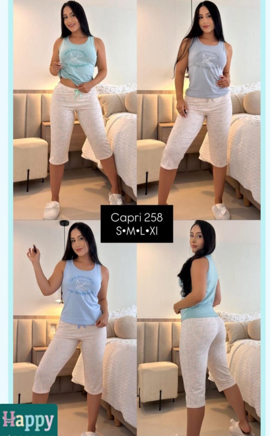 Pijama Capri en esqueleto referencia H258 — Sueños de Luna