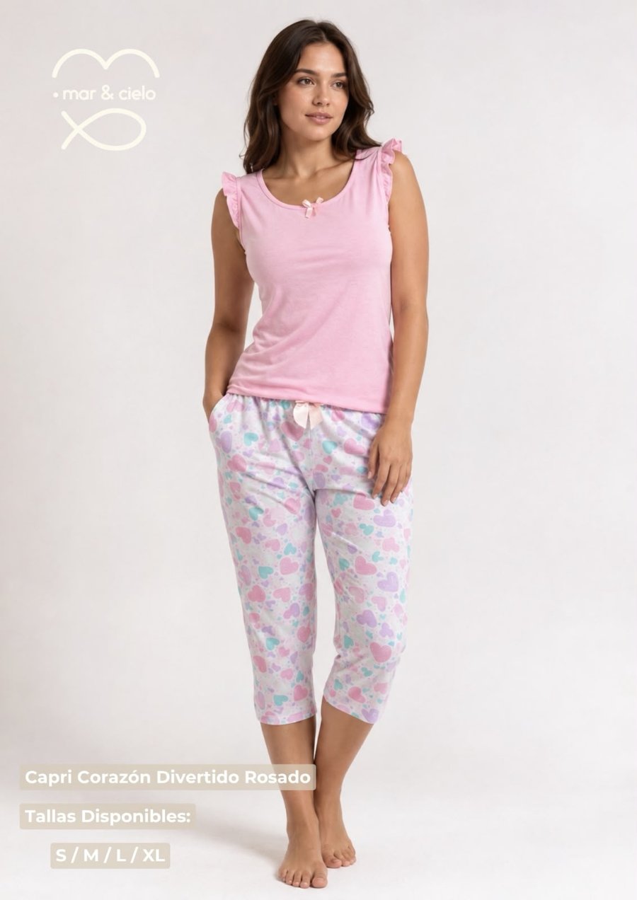 Pijama Pijama capri en tela algodón — Sueños de Luna