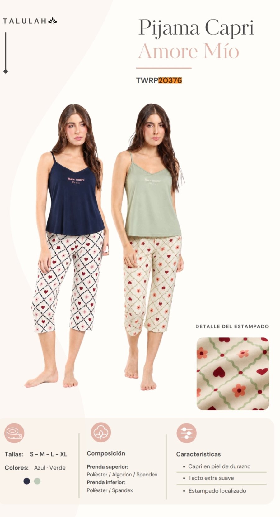 Pijama Capri talulah T20376 — Sueños de Luna