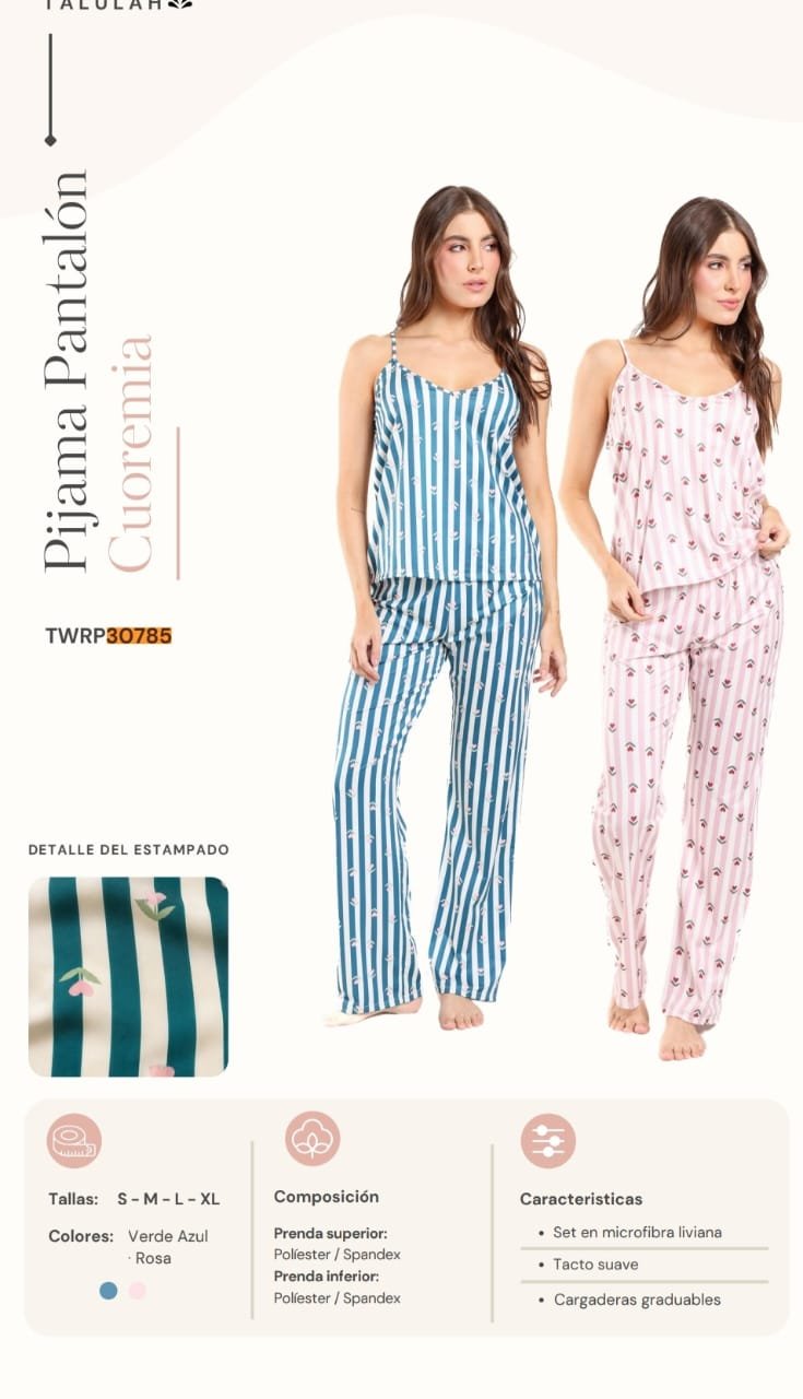 Pijama Pijama pantalón en tela satín licrado — Sueños de Luna