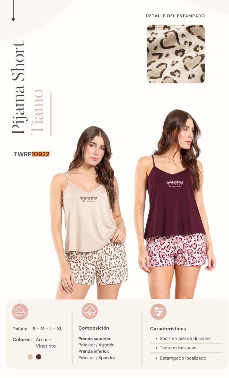 Pijama Short Tiras Corazones — Sueños de Luna