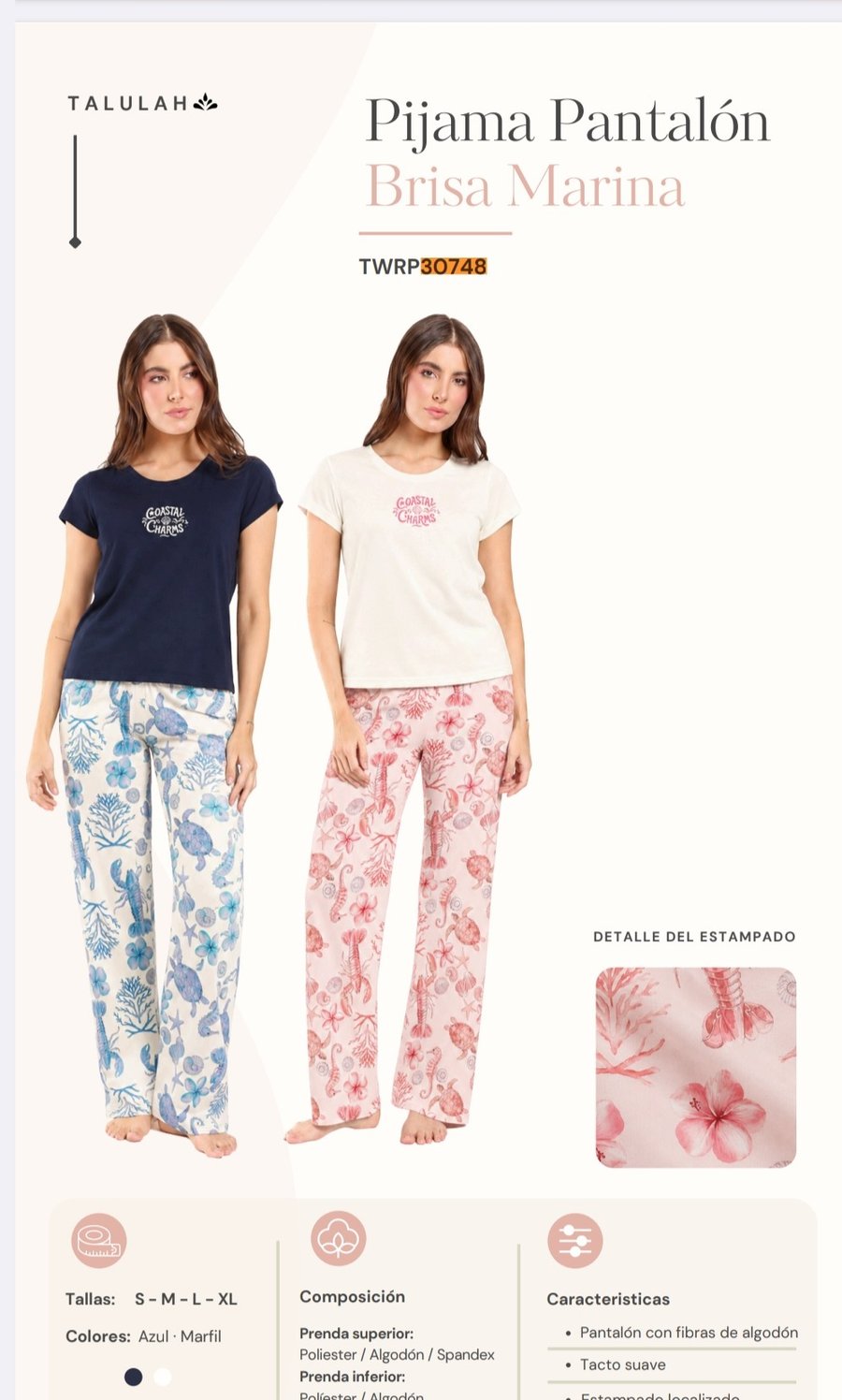 Pijama Pantalón Brisa Marina — Sueños de Luna